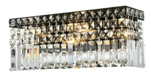 WALL SCONCE CRYSTAL BLACK CLEAR BEDROOM BATHROOM DINING ROOM VANITY 4 LIGHT 18" - Picture 1 of 12