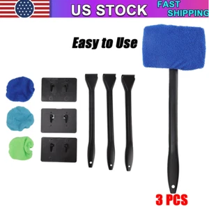 3 Pack Window Windshield Cleaning Tool Microfiber Car Wiper Cleaner Glass Brush - Picture 1 of 8