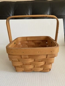 "Cesta cuadrada de madera vintage con mango ancho 7 profundidades 4,5"" gran cesta tejida" - Imagen 1 de 3