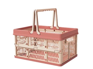 Pink Collapsible Shopping Basket,Reusable Plastic Grocery Shopping Baskets - Picture 1 of 5