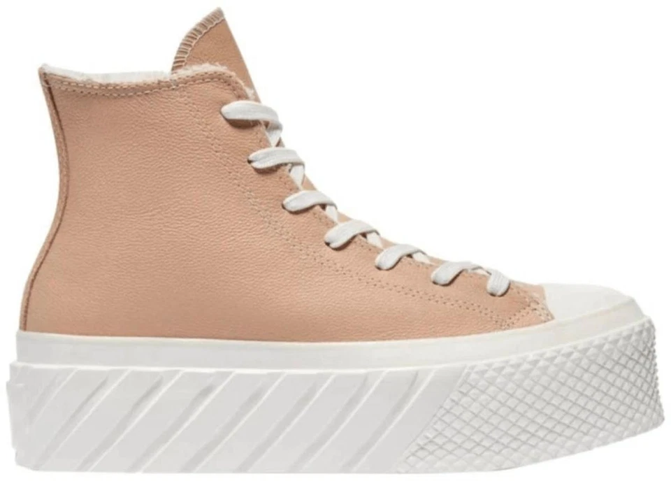 Size 9.5 - Converse Chuck Taylor All Star 2X Platform High Cozy Sherpa - Vachetta Beige W