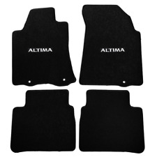 Black Nylon Floor Mats Non-slip Carpets w/ White Altima For 13-16 Nissan Altima