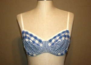 EVERYWEAR COTTON BLUE PLAID BRA UNDERWIRE - SIZE 2 - Picture 1 of 2