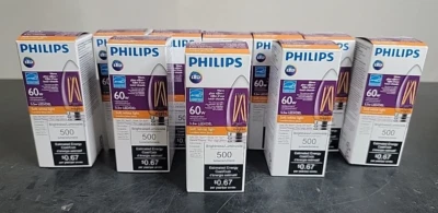 (10 Pack) Philips 60W Equiv B11 500 lm Soft White 2700K LED Light Bulb E26 Base - Image 1 of 4