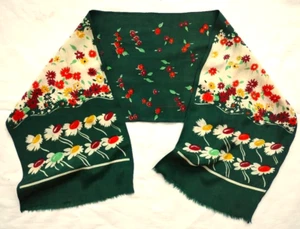 Vintage 40s long silk scarf - floral print - 9 x 40 inches - Picture 1 of 8