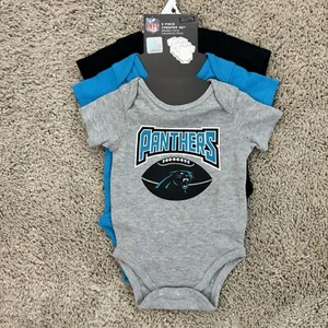 Carolina Panthers Paquete de 3 Juego en Body Set Infantil 0-3 Mos Negro/Azul/Gris - Imagen 1 de 10