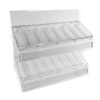 OPI 48 Nail Polish Bottle Holder Empty Large Acrylic Display Stand 2 Tier White - Image 1 of 4