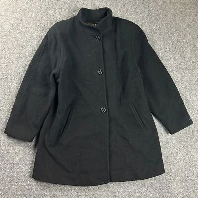Kristen Blake Coat Womens Petite 8 Black Overcoat Travel Wool Blend Adults - Image 1 of 4