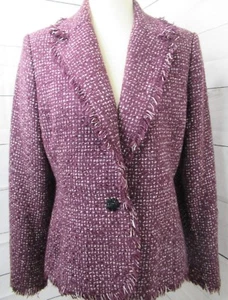 Women’s Pursuits Ltd. Classic Career Fringed Trim Tweed Blazer Size 10 - A2002 - Picture 1 of 12
