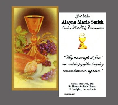 God Bless Communion Girl - Personalized Laminated Prayer Cards - Pack of 35 - Image 1 of 3