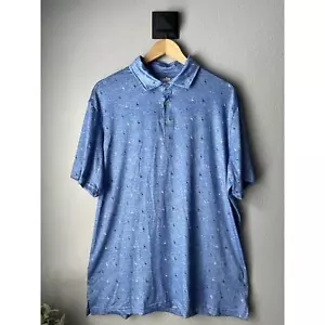 Tailorbyrd Golf Polo Shirt Mens Large Blue Flamingos All Over Print AOP Stretch - Picture 1 of 4