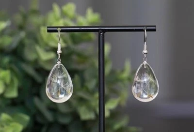 Pendientes colgantes de resina de diente de león real Forever Lucky Charm Foto 1 de 4