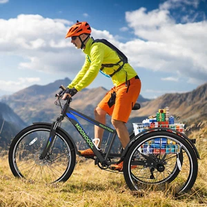 Adult 24" 7 Speed Cruiser Bicycle w/ Black Seat/Grips 3 Wheel Mountain Bike Gift - Picture 1 of 12