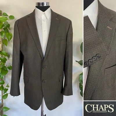 Chaps Ralph Lauren две кнопки коричневый блейзер поли смесь Sport пальто куртка 48L - Изображение 1 из 4