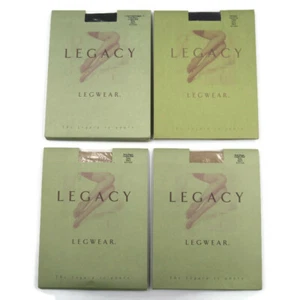 Legacy Legwear Size E Longline Brief Nude Microfiber Control Top Tights Black - Picture 1 of 7
