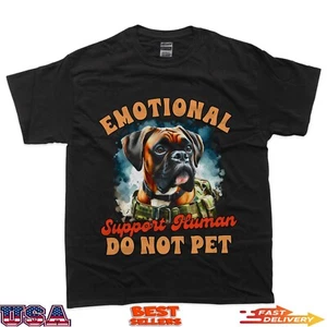 Service Dog Trainer Boxer Emotional Support Human Do Not Pet T-Shirt - Picture 1 of 5