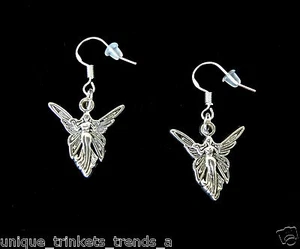 FAIRY NYMPH ANGEL WING SILVER EARRINGS~HALLOWEEN COSTUME ACCESSORY~STERLING HOOK - Picture 1 of 8