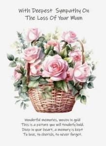 NUEVO Con la Más Profunda Simpatía Por La Pérdida De Tu Madre A5 TARJETA Flores de Simpatía - Imagen 1 de 4
