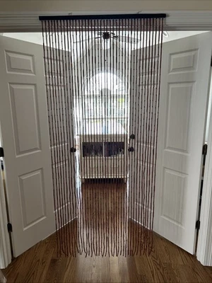 Cortina de madera hippie con marco de puerta de bambú colgante vintage años 70 35,5" X 77" Foto 1 de 4