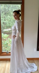 Vestido de novia años 40 satinado tul XS - Vestido de novia vintage blanco - Imagen 1 de 24