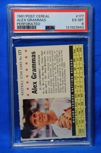 1961 POST CEREAL # 177 Alex Grammas PSA 6 EX-MT # 121923943 St. LOUIS CARDINALS - Picture 1 of 2