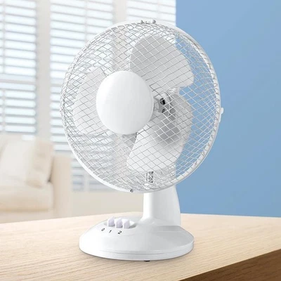 9” Oscillating Desk Fan – White Table Fan with 3 Speed Settings - Image 1 of 4