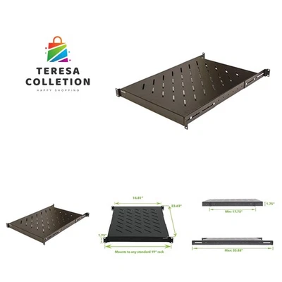 1U 19-Inch Fixed 4-Post Rack Mount Server Shelf with Adjustable Depth from 18... - Image 1 of 4