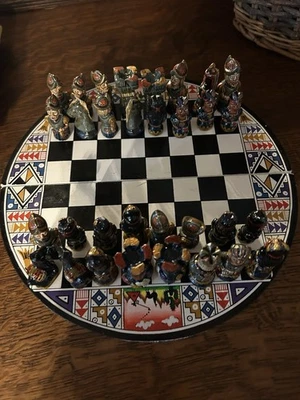 Handcrafted Ceramic Chess Set with Decorative Board- Made In Peru ￼ - Image 1 of 4