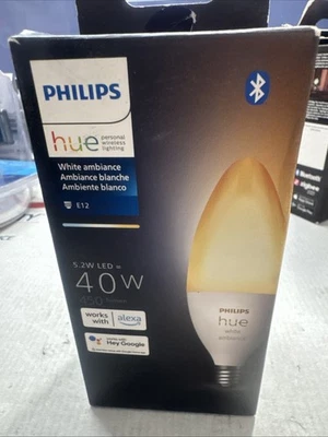 Philips Hue White Ambiance E12 LED Bluetooth Candle Light Bulb, Alexa & Google - Image 1 of 4