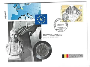 Numisbrief Belgium 2 Euro Louis Braille 2009 - Picture 1 of 1