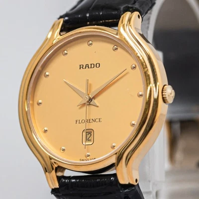 *NEAR MINT* RADO Florence 129.3645.2 Quartz Gold Dial 32mm Mens Watch From Japan - image 1 of 4
