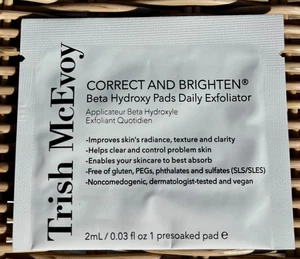 Trish McEvoy Correct And Brighten Beta Hydroxy Pads Daily Exfoliator 2mL Sample - Picture 1 of 1