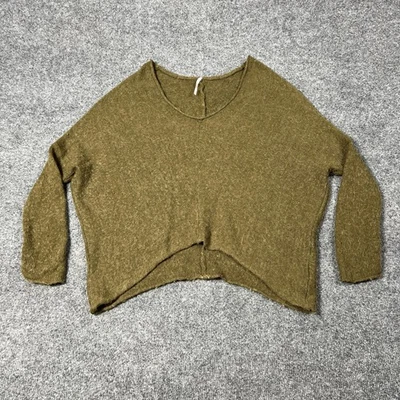 Free People Sweater Womens XS Olive Green Cropped Dolman Sleeve Scoop Neck Knit - Image 1 of 4