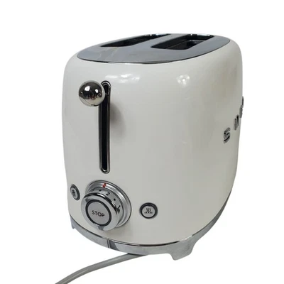 Smeg 50 Estilo Retro Estético 2 Rebanadas Tostadora-Blanco Bandeja Miga Rota Foto 1 de 4