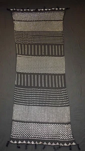 Black Egyptian Assuit Silver metal / net tulle fabric Wrap Shawl Scarf - Picture 1 of 5