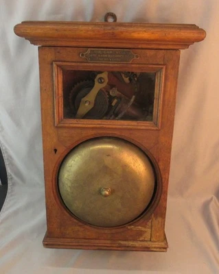 Старинный 1881 Gamewell 19thC бронзовый пожарной станции сигнализации колокол заводной механизм - Изображение 1 из 4