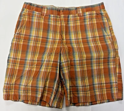 Columbia Shorts Mens 36 Orange Plaid Cargo Flat Front Modern Fit - Image 1 of 4