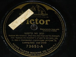 JEWISH 78 rpm RECORD Victor LUDWIG SATZ Rare YIDDISH Characteristic Song - Picture 1 of 1
