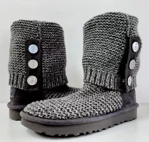 New UGG Australia Purl Cardy Knit Winter Boots UGGPURE Womens's US 5 EU 36 Gray - Picture 1 of 18