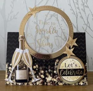 Handmade 6"x6" Birthday Celebration Card with Acetate Panel "Let's Celebrate" - Picture 1 of 5