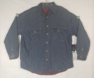 NWT Mens Bugle Boy Denim Shirt L Large Blue Nordic Casual Long Sleeve Button Up - Picture 1 of 10