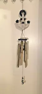 Wooden Ships Anchor Wind Chimes Bamboo Tubes Gardening Home Decor Great Sound - Picture 1 of 7