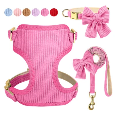 3pcs Bow tie Dog Collar Harness with Leash Set Soft Adjustable for Girl Boy Dogs - Image 1 of 4