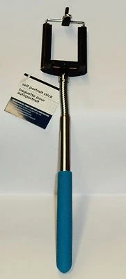 Palo autorretrato para teléfono celular ajuste y sostenga todos los teléfonos palo extensible AZUL Foto 1 de 2