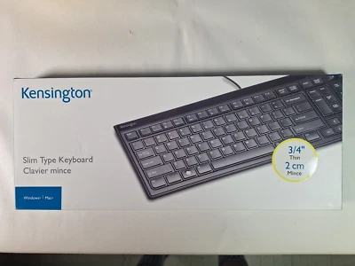 Kensington Keyboard - USB Interface - 3/4" Slim Type - Black - New in OEM Box - Image 1 of 4