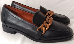 Vionic Mizelle Women's Black Leather Gold Chain Flats Loafers Size 6.5W NEW - Picture 1 of 13