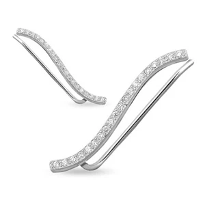 925 Sterling Silver wave crawler climber earrings ear cuff Gold Rose Gold - Picture 1 of 6