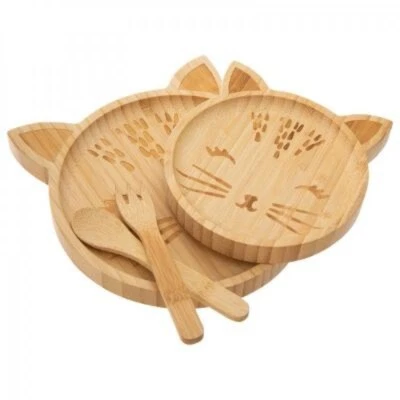 Kindergeschirrset Bambus Katzengeschirrset 4 teilig, NEU - Bild 1 von 4
