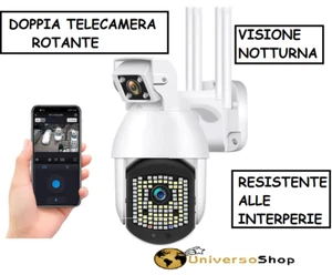 TELECAMERA WIFI DA ESTERNO DOPPIO OBIETTIVO IMPERMEABILE VISIONE NOTTURNA - Foto 1 di 8