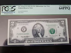 1995 Star FRN $2 Dollars Millennium. 1936-F PCGS 64PPQ Very CHOICE NEW - Picture 1 of 2